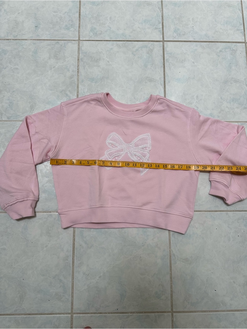 LoveShackFancy x Target Girls' Ella French Terry Bow Pink Sweatshirt Size XXL - Picture 7 of 10